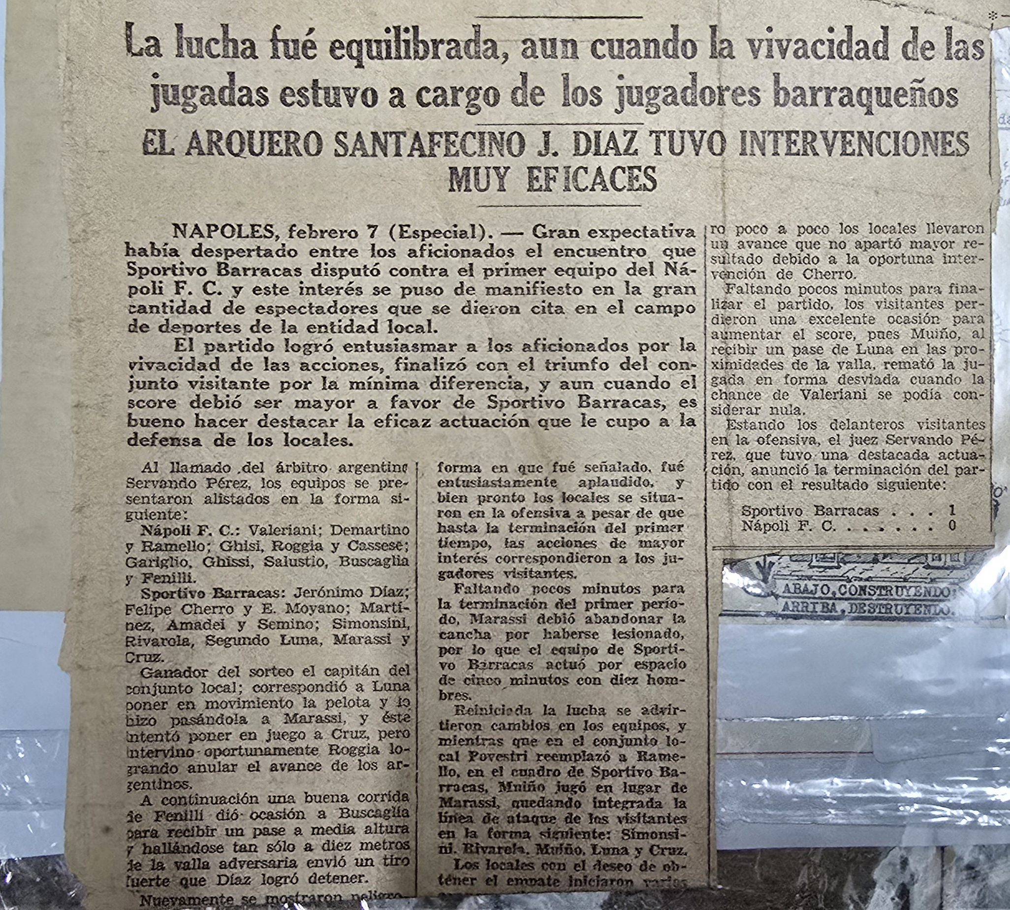 El arquero santafecino J.Diaz tuvo intervenciones muy eficaces - Gira internacional de Sportivo Barracas